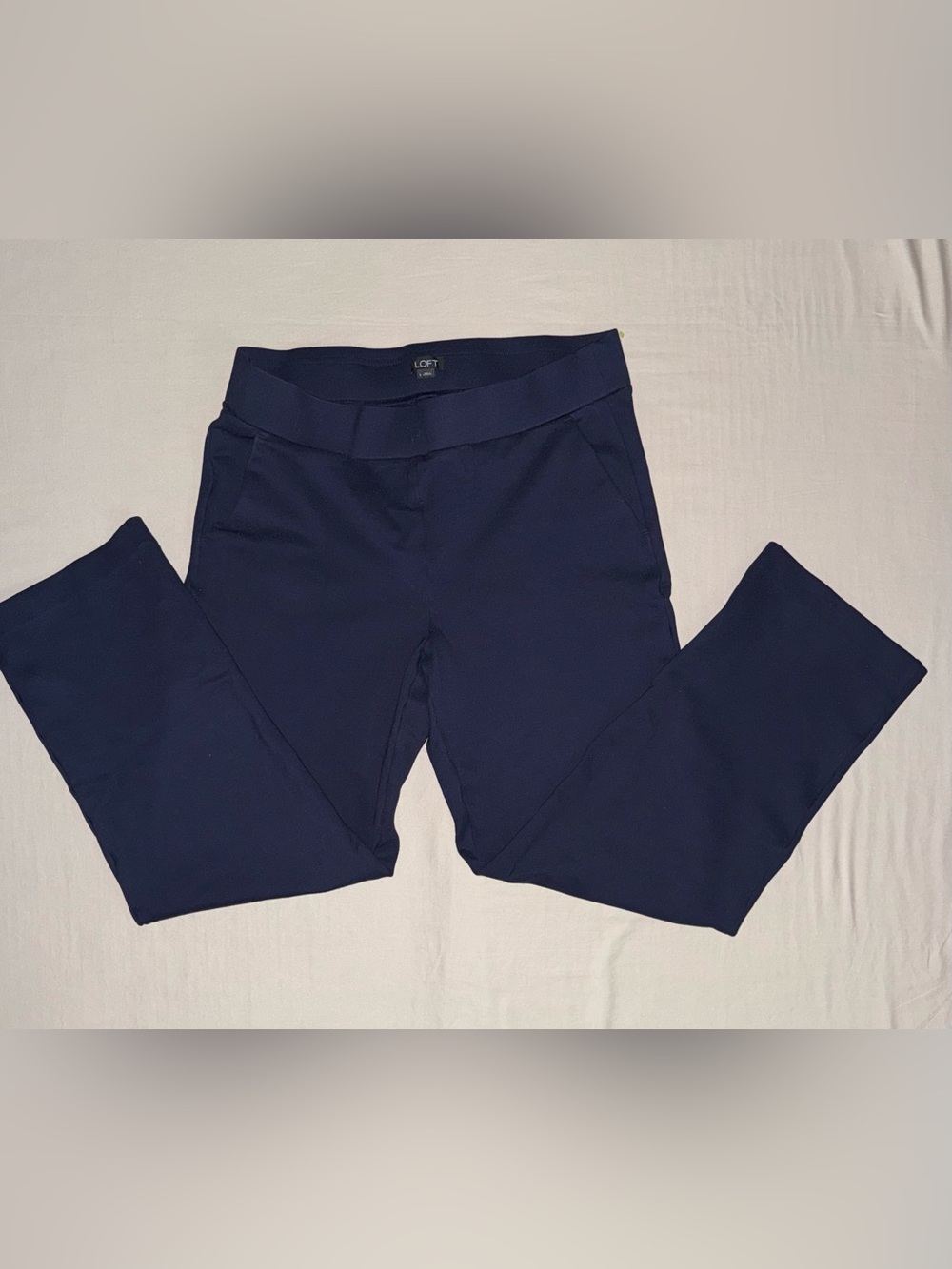 LOFT Navy Blue Pull-On Wide Leg Pants Size L